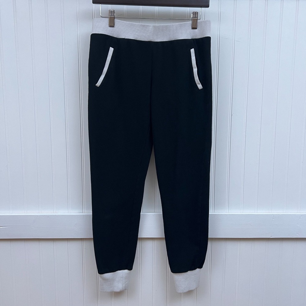 Fabletics Women's Activewear Pants Black White Ribbed Waistband Cuffs Pockets Sm